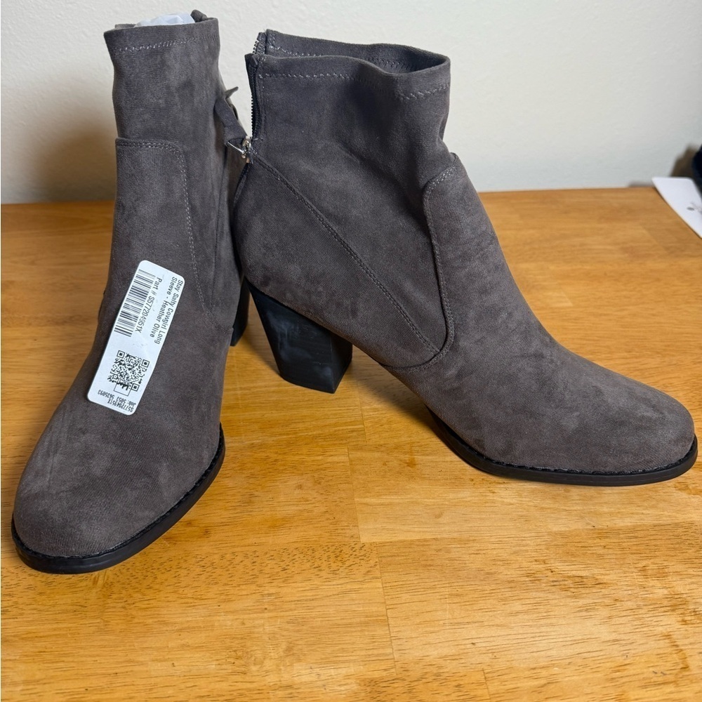 DV8 Dolce Vita Boots Womens 12M Ankle Booties Heels Gray Fabric Back Zipper